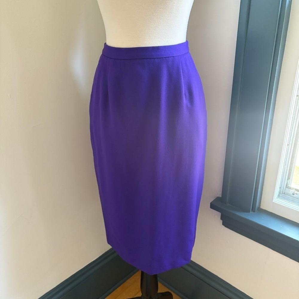 Christian Dior The Suit 1980's Purple Suit Skirt Set Wool Size 8 Purple Power - Picture 3 of 16